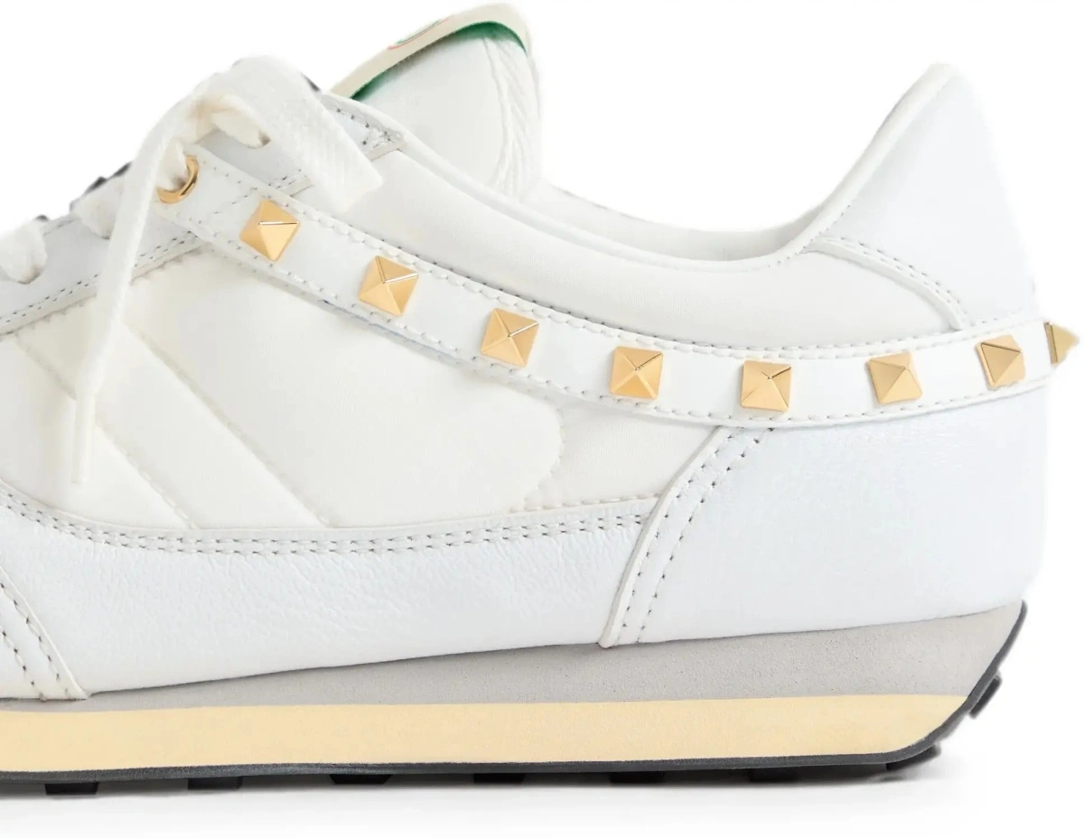 Sneakers Valentino Garavani albi din piele si nylon - Img 8