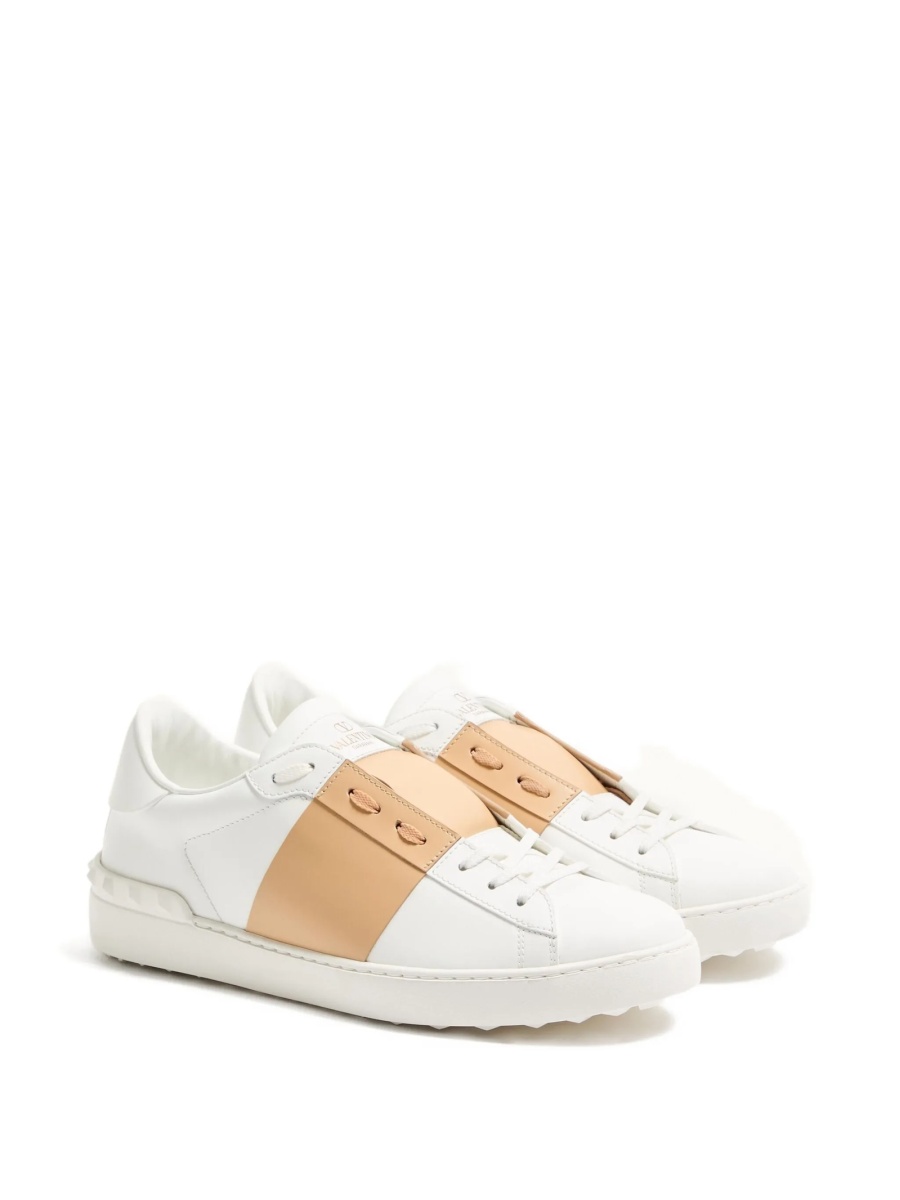 Sneakers Valentino Garavani Open albi din piele - Img 2