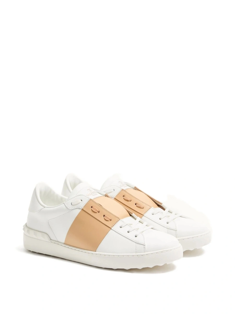 Sneakers Valentino Garavani Open albi din piele - Img 2