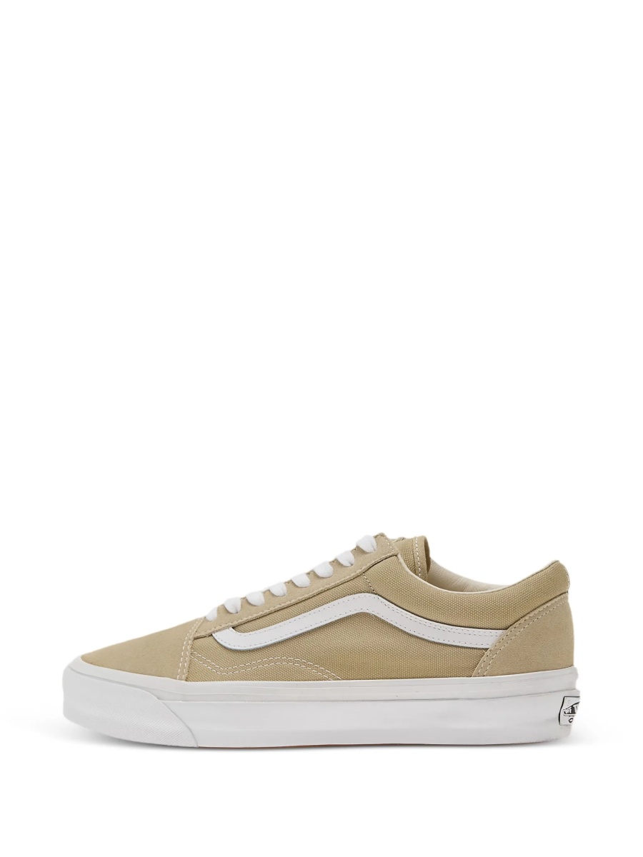 Sneakers Vans Old Skool neutri din piele si material textil - Img 4