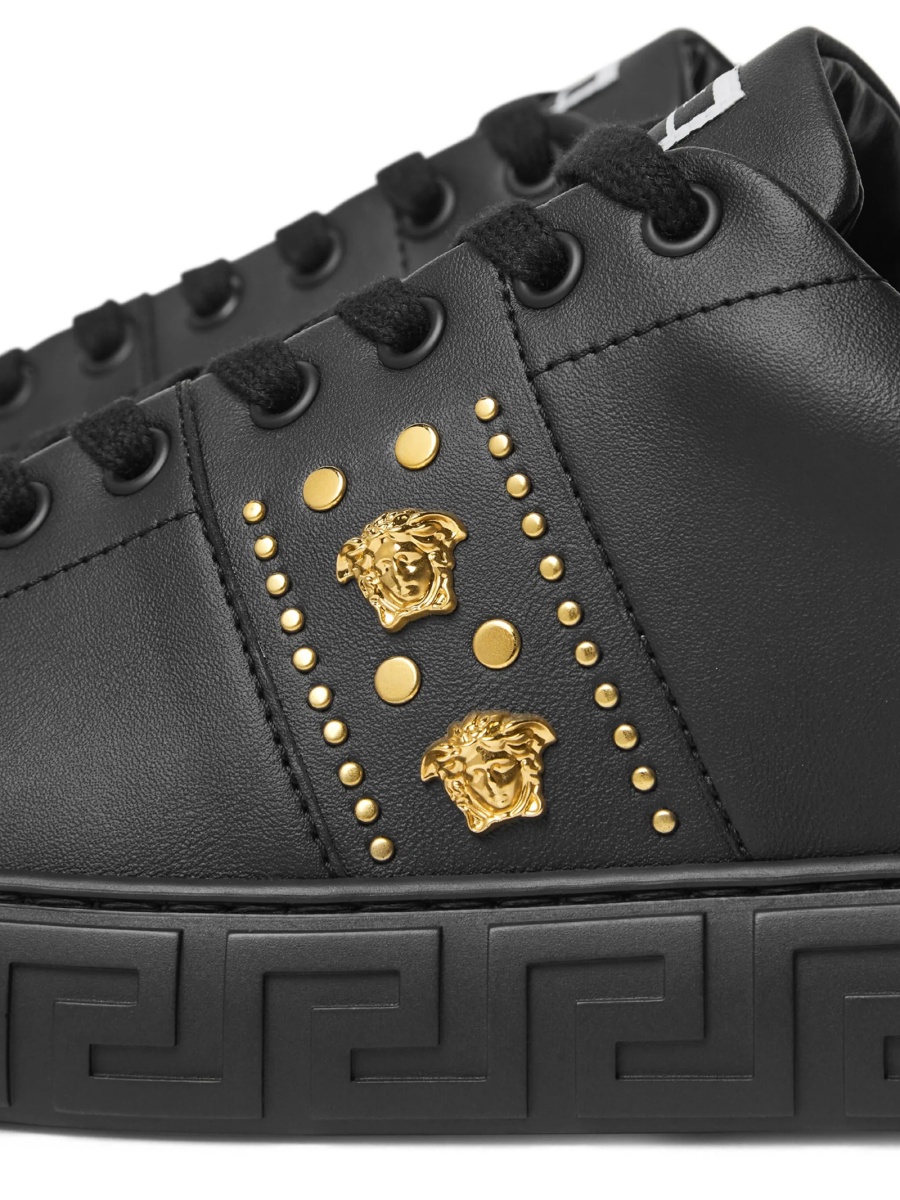 Sneakers Versace Greca negri din piele - Img 4