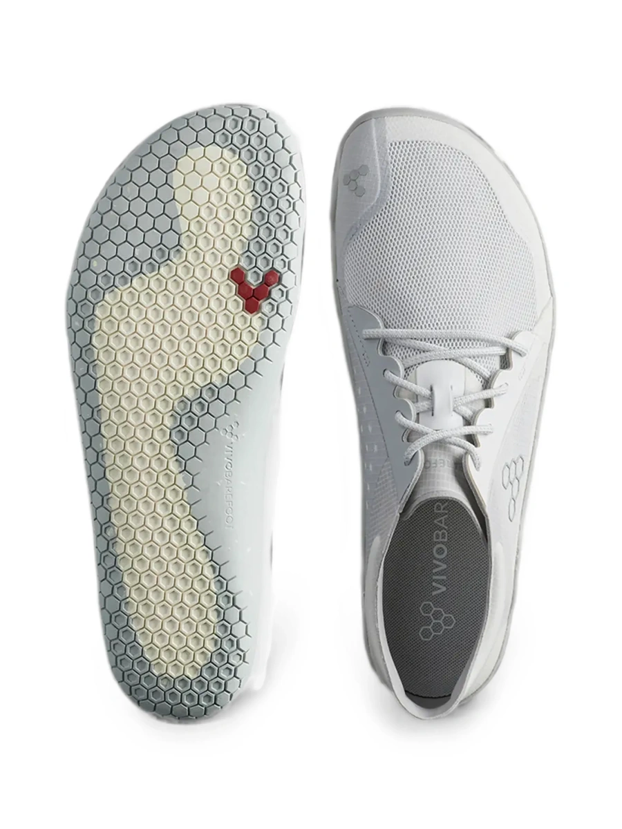 Sneakers Vivobarefoot albi din poliester reciclat - Img 4