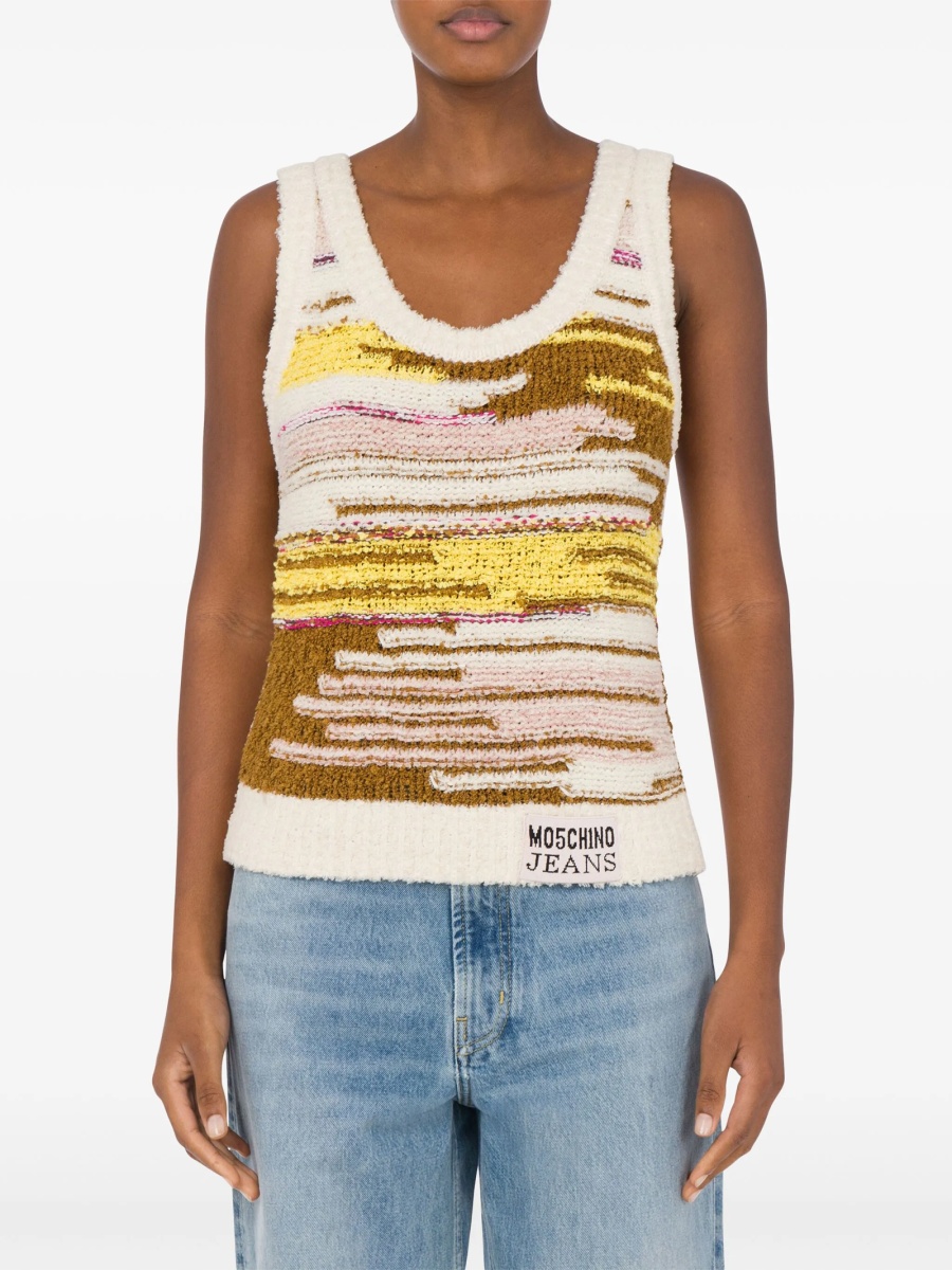 Top tricotat MOSCHINO JEANS alb - Img 2