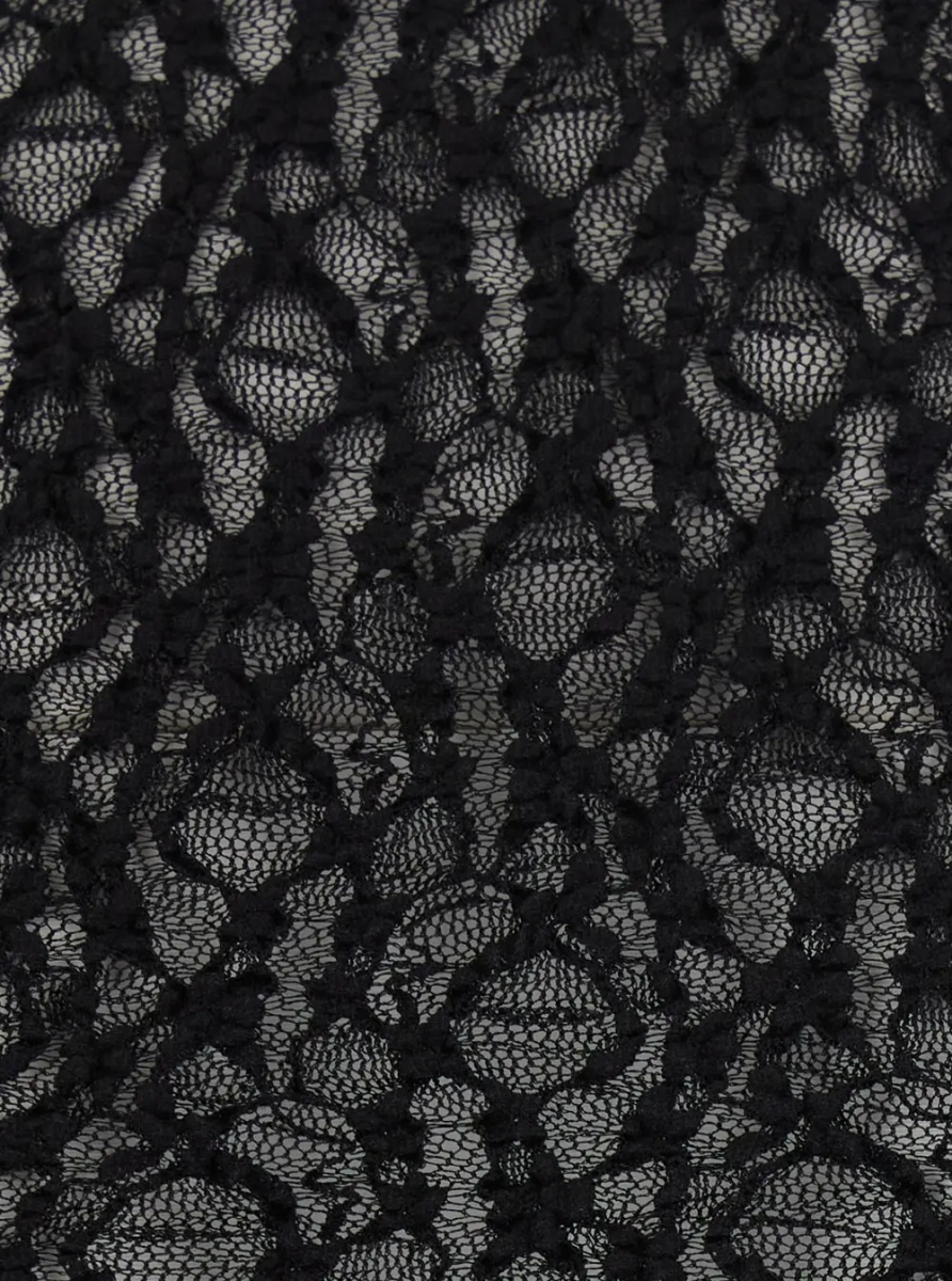Topuri 'Brany' black top with all-over lace trim in cotton blend for women - Img 3