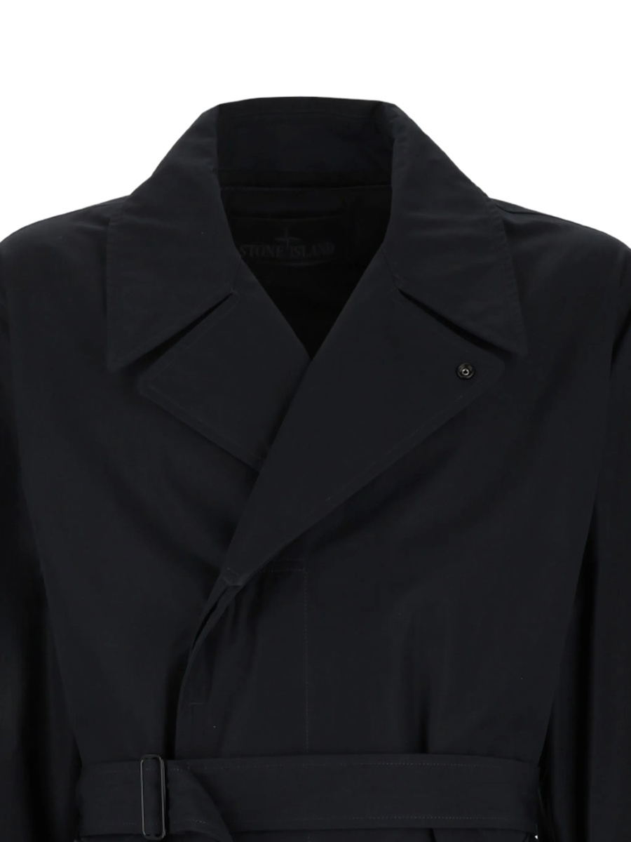 Trenci Stone Island negru din bumbac organic - Img 2