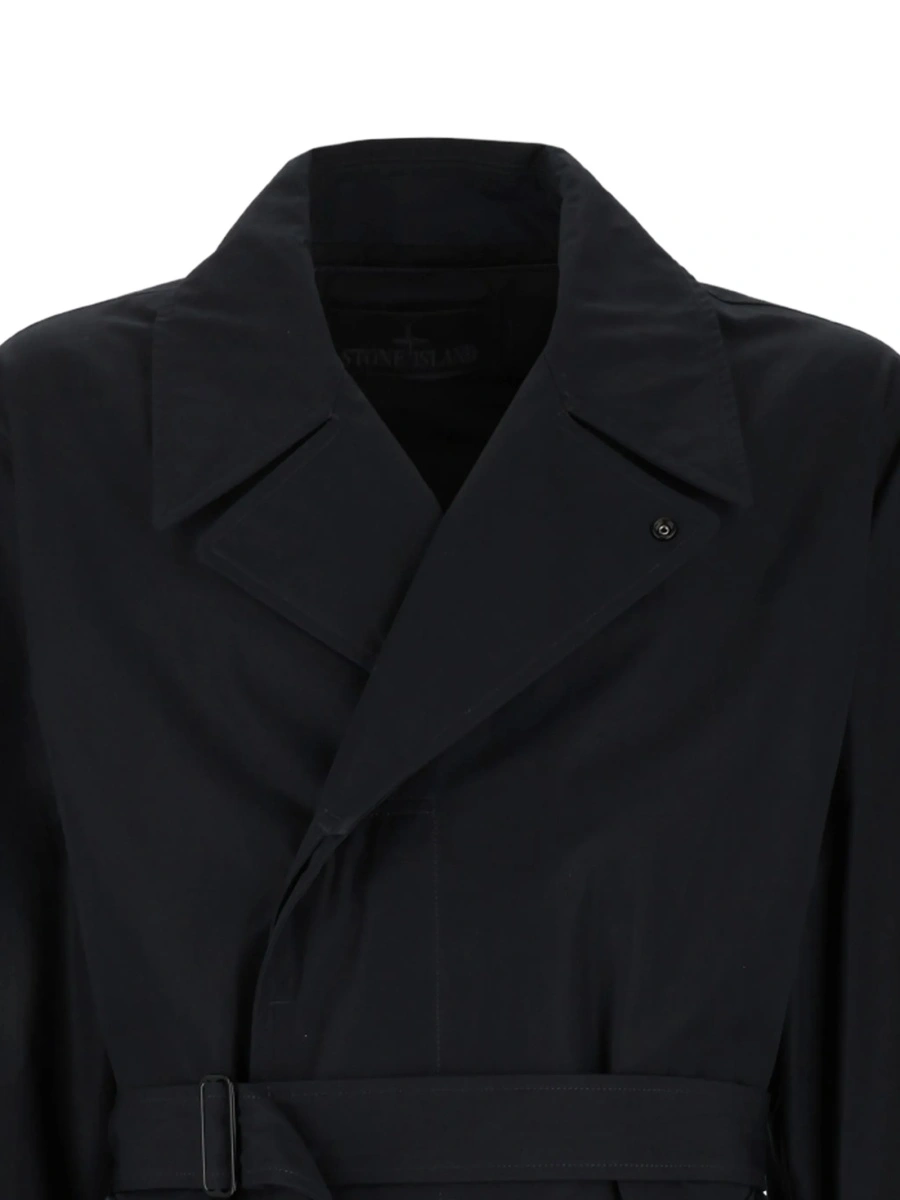 Trenci Stone Island negru din bumbac organic - Img 2