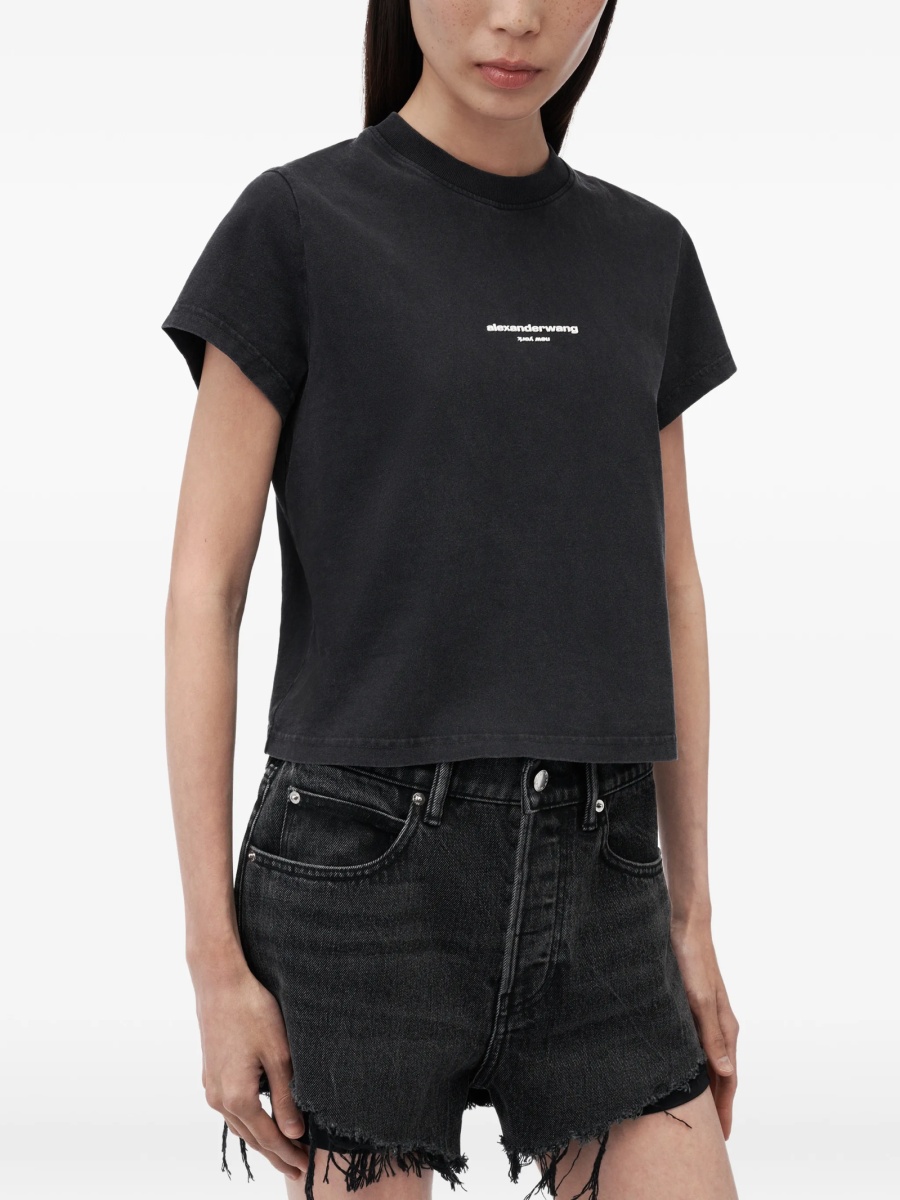 Tricou Alexander Wang negru din bumbac - Img 2
