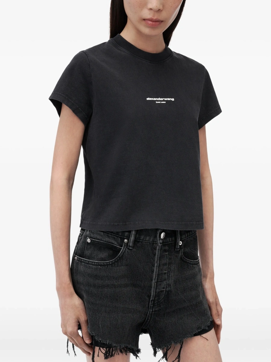 Tricou Alexander Wang negru din bumbac - Img 2