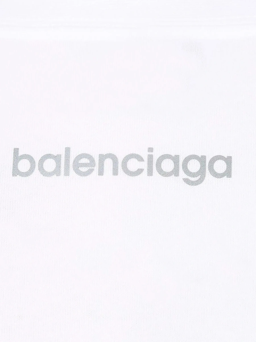Tricou Balenciaga alb din bumbac cu logo imprimat fata-verso - Img 6