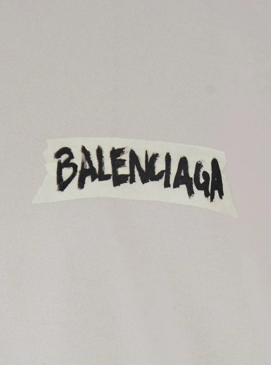 Tricou Balenciaga alb din bumbac - Img 3