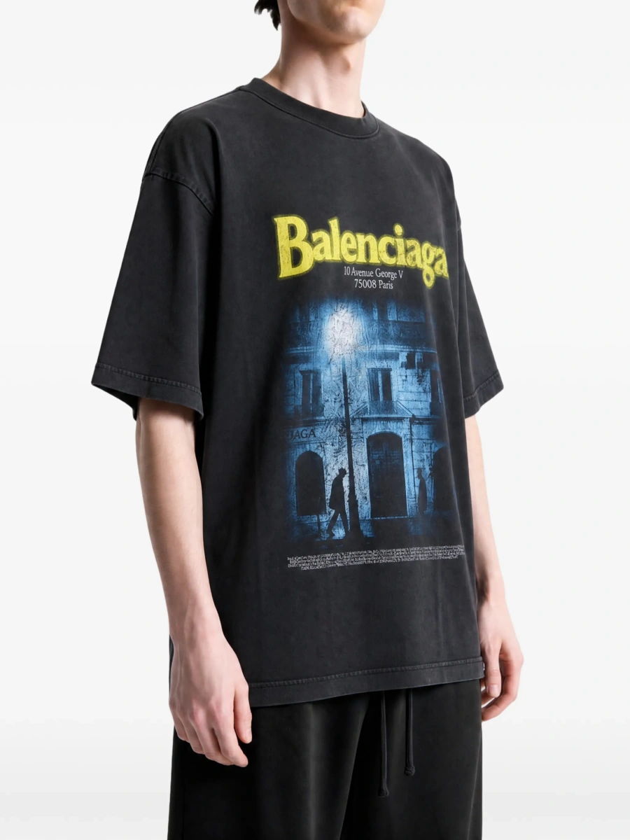Tricou Balenciaga negru din bumbac - Img 3
