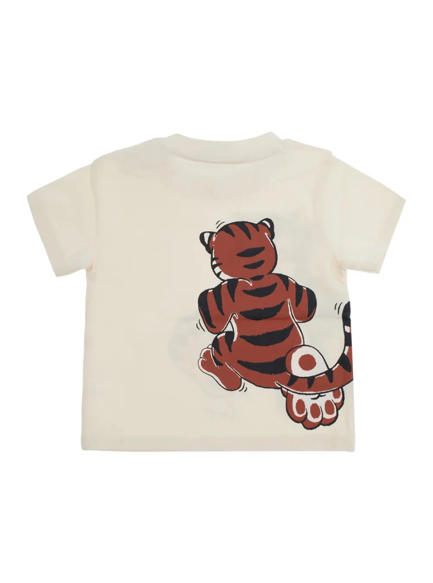 Tricou Beige Short Sleeve T-shirt with Front Print in Cotton Baby - Img 2