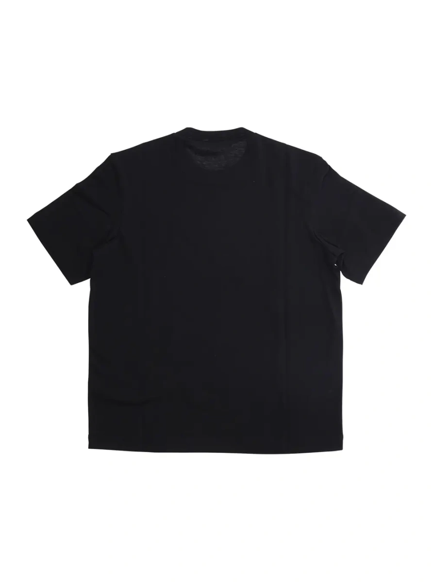 Tricou Black Crew Neck T-Shirt with Logo Lettering Print on the Front in Cotton Girl - Img 2