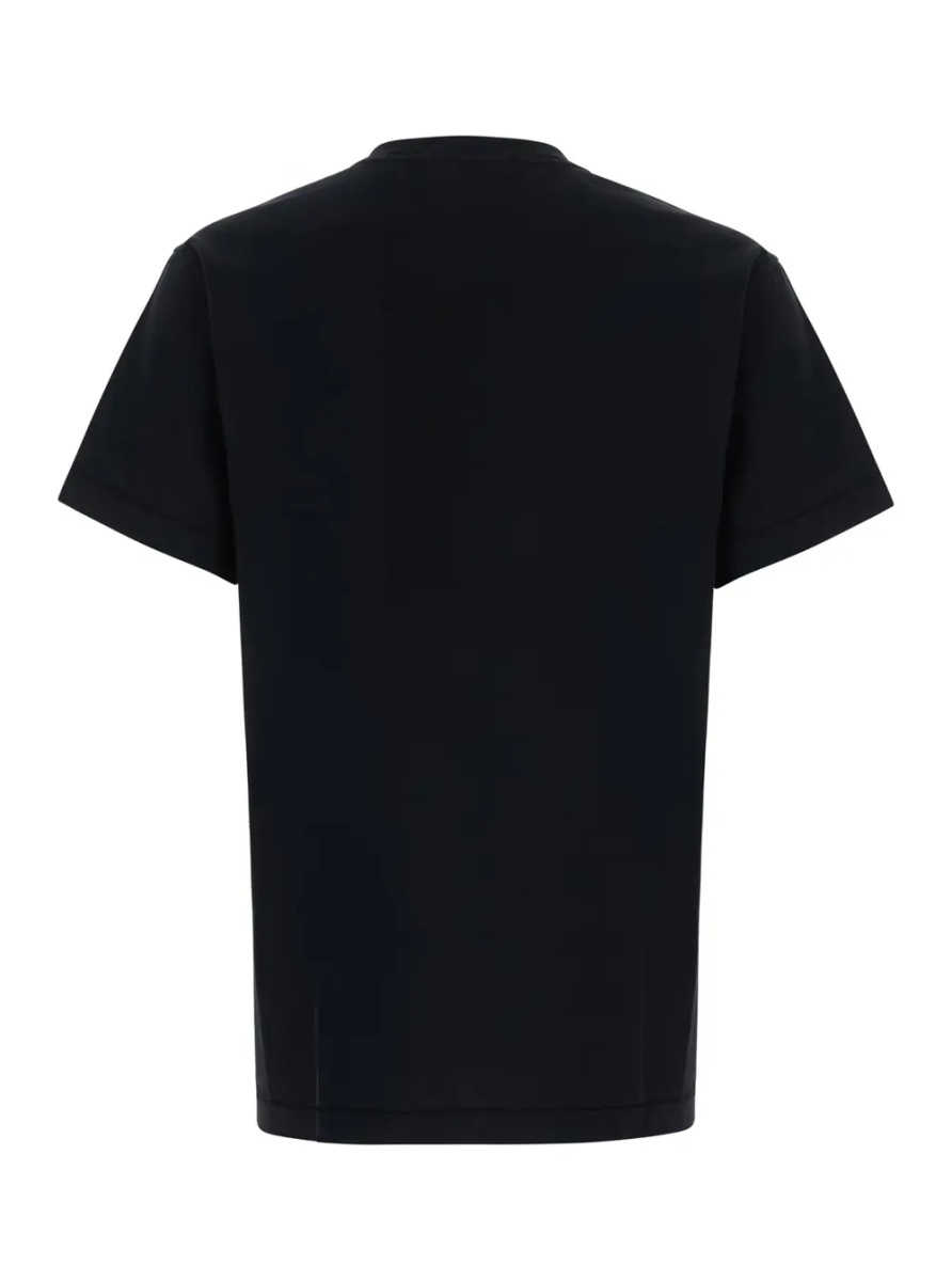 Tricou black Crew neck T-shirt with logo patch on the front in cotton for men - Img 2