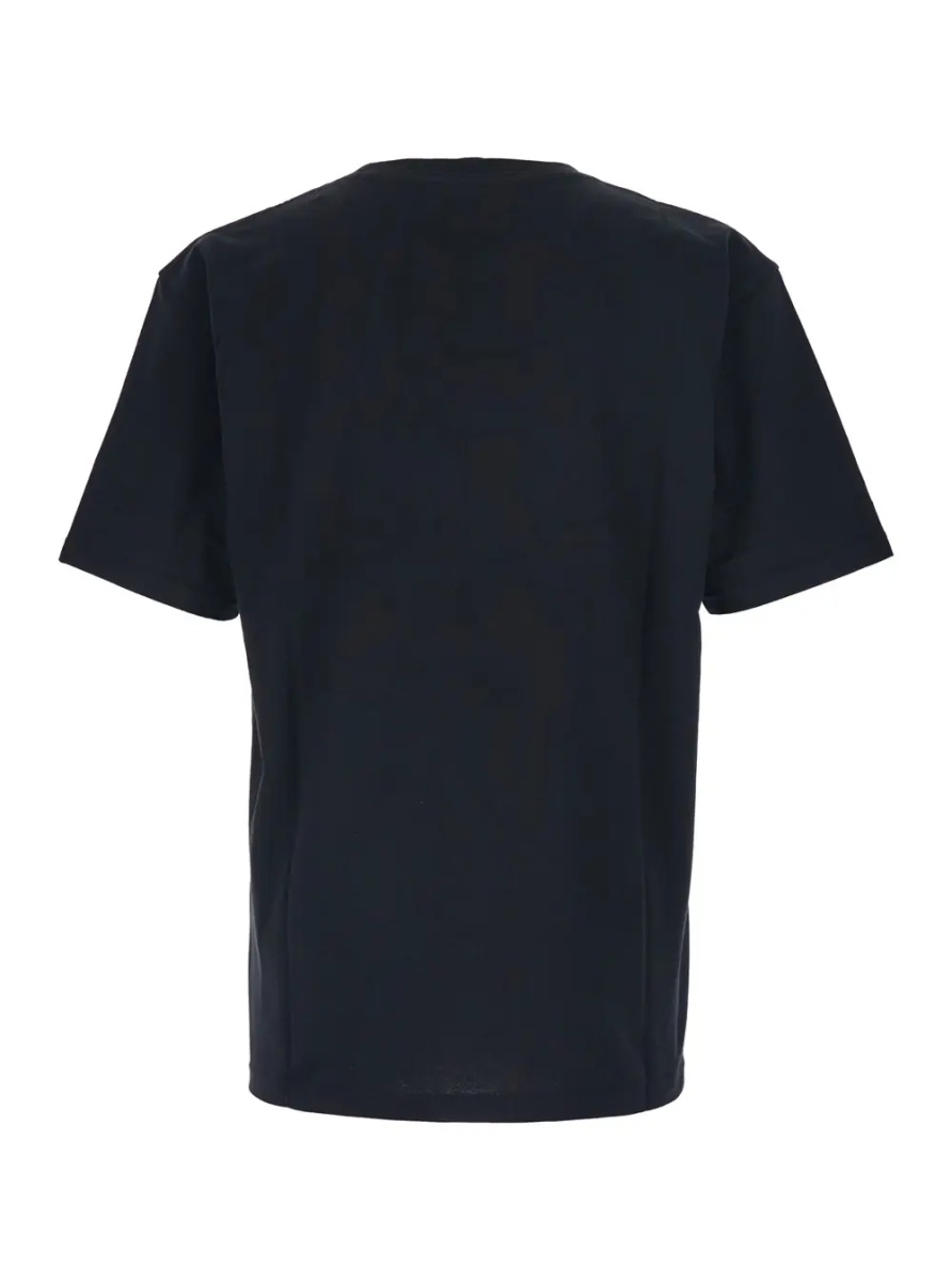 Tricou Black Crewneck T-Shirt with Print on the Front in Cotton Man - Img 2