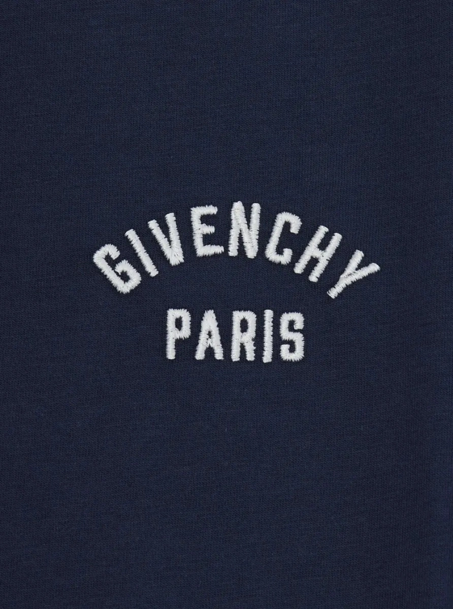 Tricou Blue Long sleeve T-shirt with logo lettering on the front in cotton Boy - Img 3