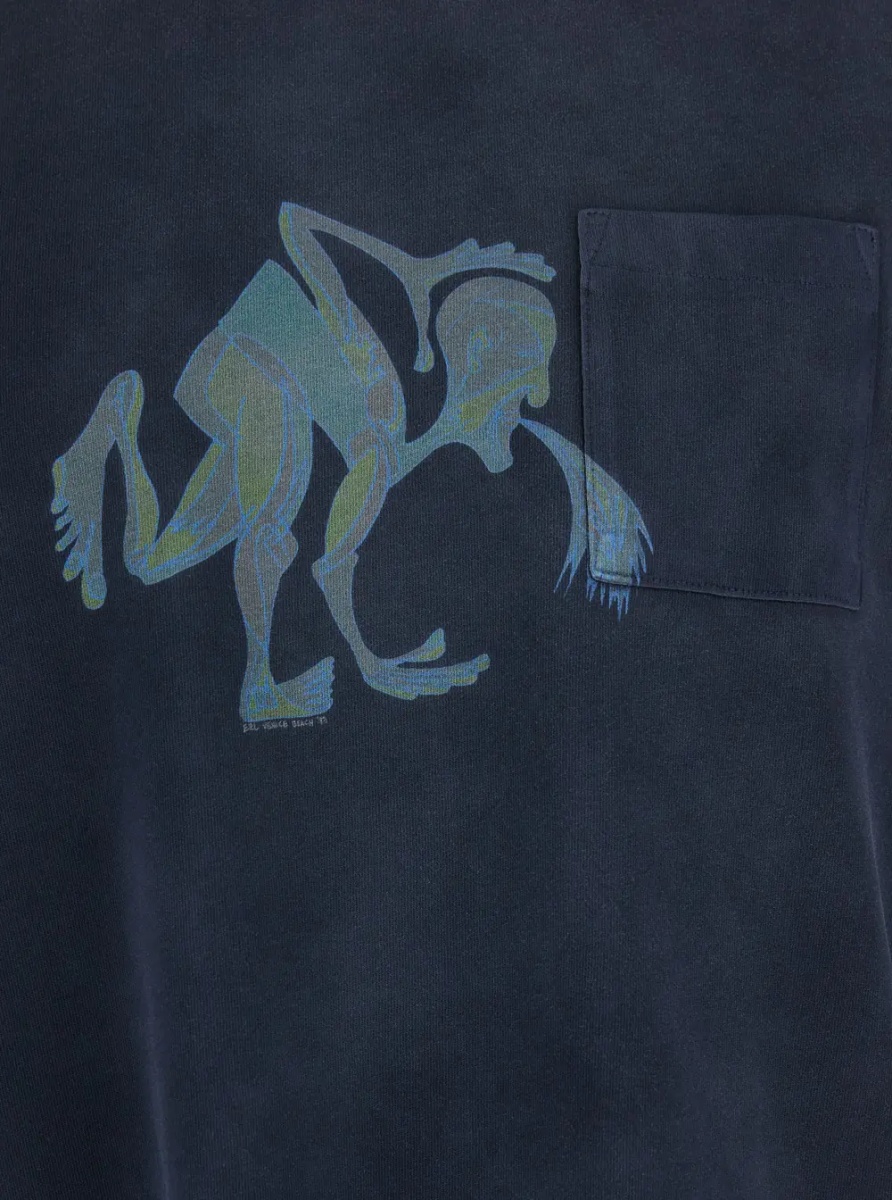 Tricou Blue T-shirt with front print in cotton man - Img 3
