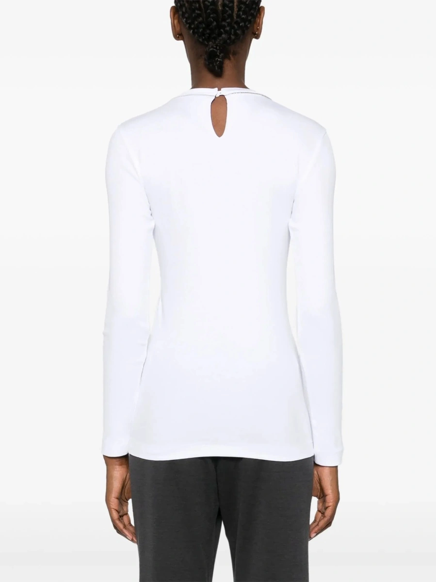 Tricou Brunello Cucinelli alb din bumbac - Img 6