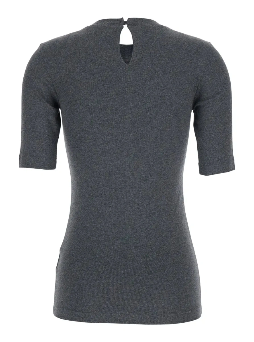 Tricou Brunello Cucinelli gri din bumbac - Img 2