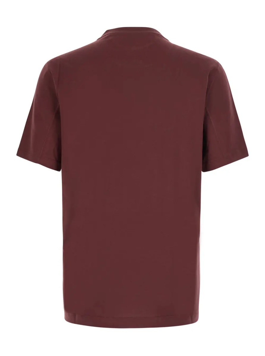 Tricou burgundy T-shirt with printed logo on the chest in cotton for men - Img 2