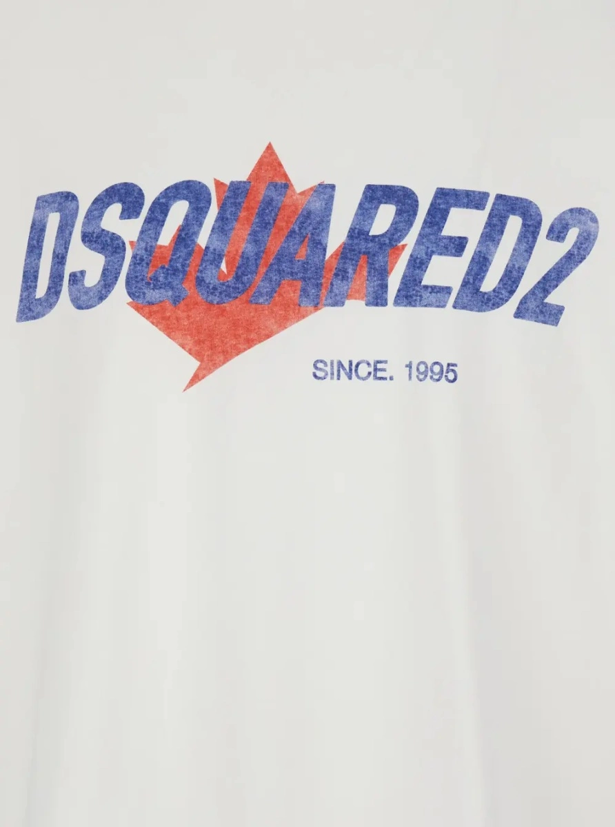 Tricou DSQUARED2 alb din bumbac - Img 3