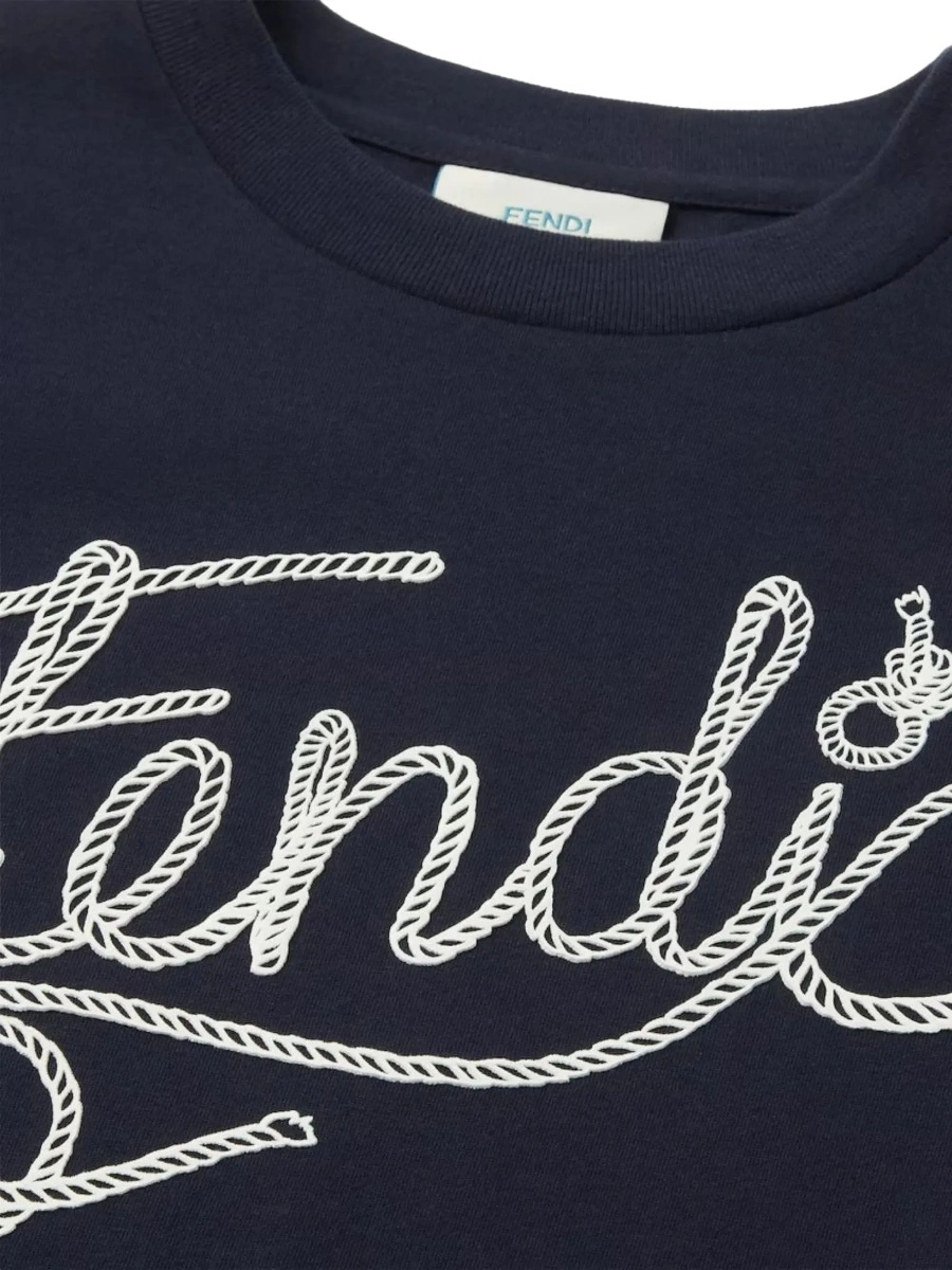 Tricou Fendi albastru din bumbac - Img 5