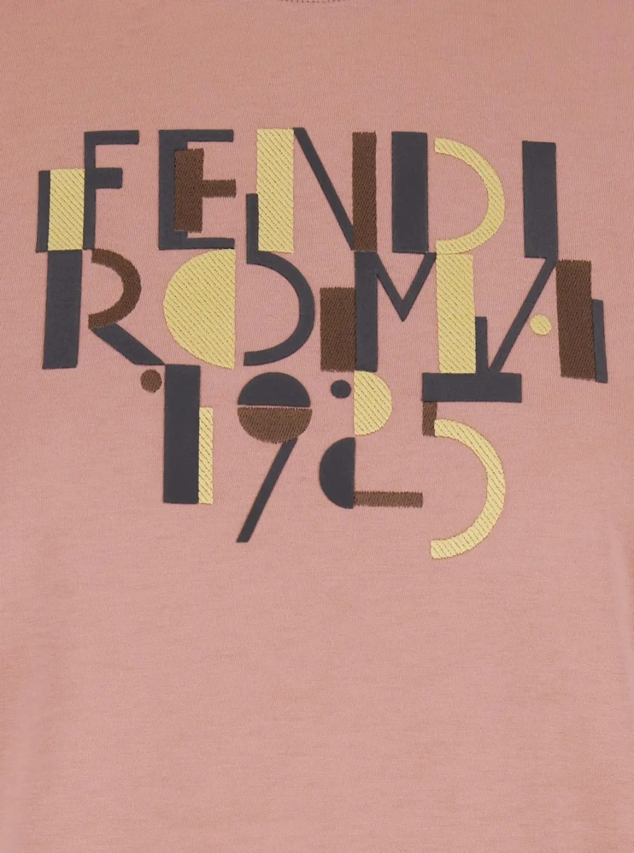 Tricou Fendi roz din bumbac - Img 3