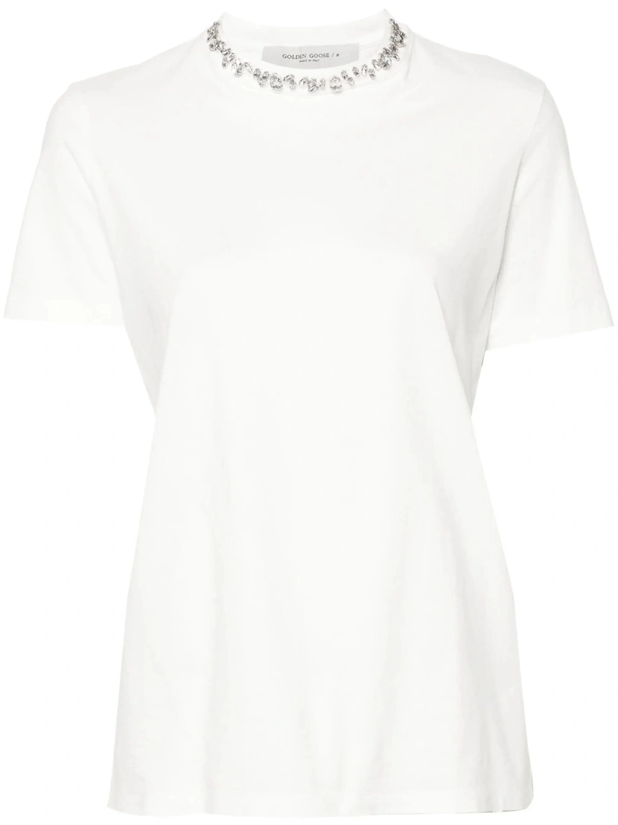 Tricou Golden Goose alb din bumbac - Img 8