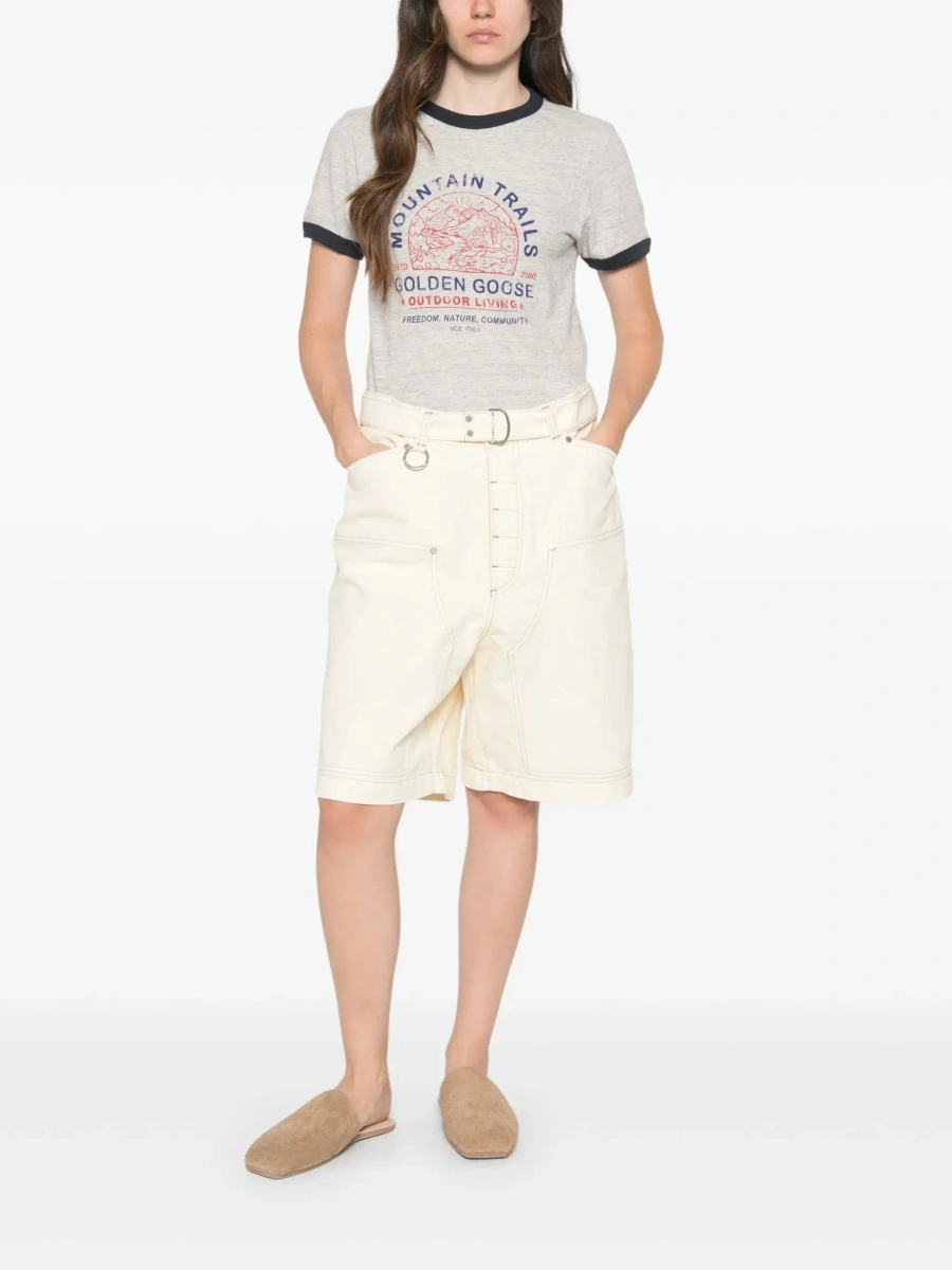 Tricou Golden Goose gri din bumbac - Img 4