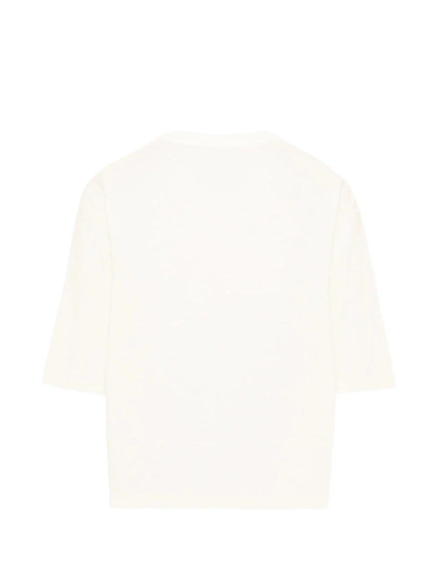 Tricou Gucci alb din bumbac cu logo maxi imprimat pe piept - Img 4