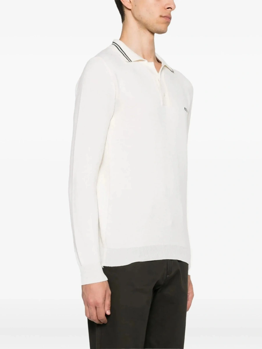 Tricou polo AUTRY alb din lana si bumbac - Img 5