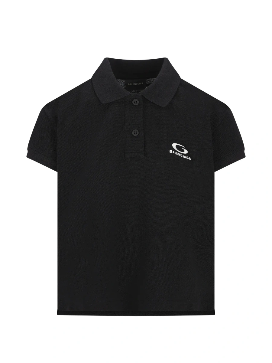 Tricou polo Balenciaga negru din bumbac - Img 7