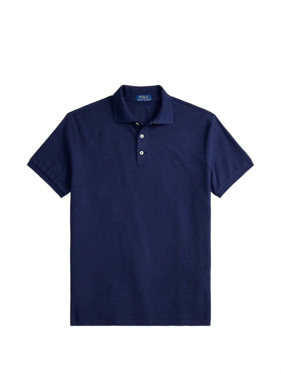 Tricou Polo Blue Polo Shirt with Classic Collar and Pony Embroidery on the Front in Cotton for Men - Img 7