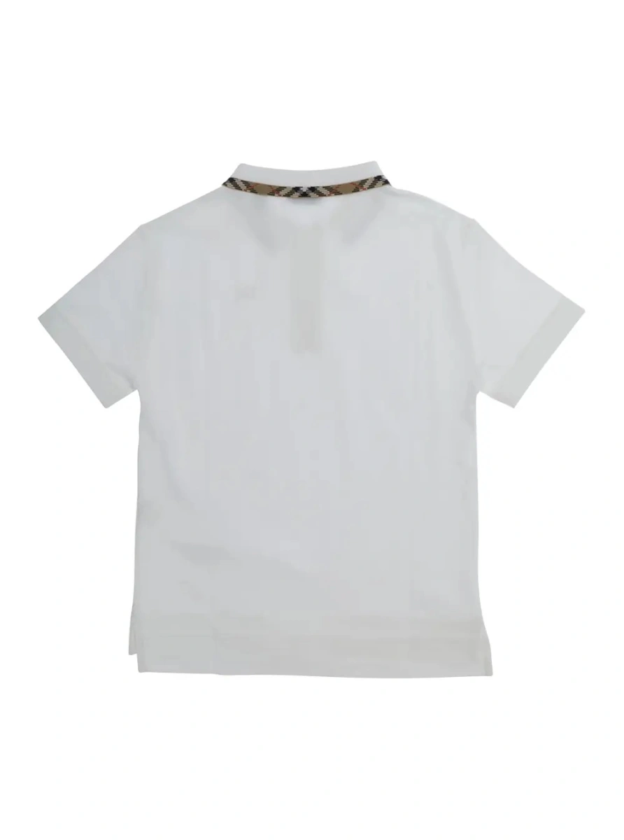 Tricou polo Burberry Kids alb din bumbac - Img 2