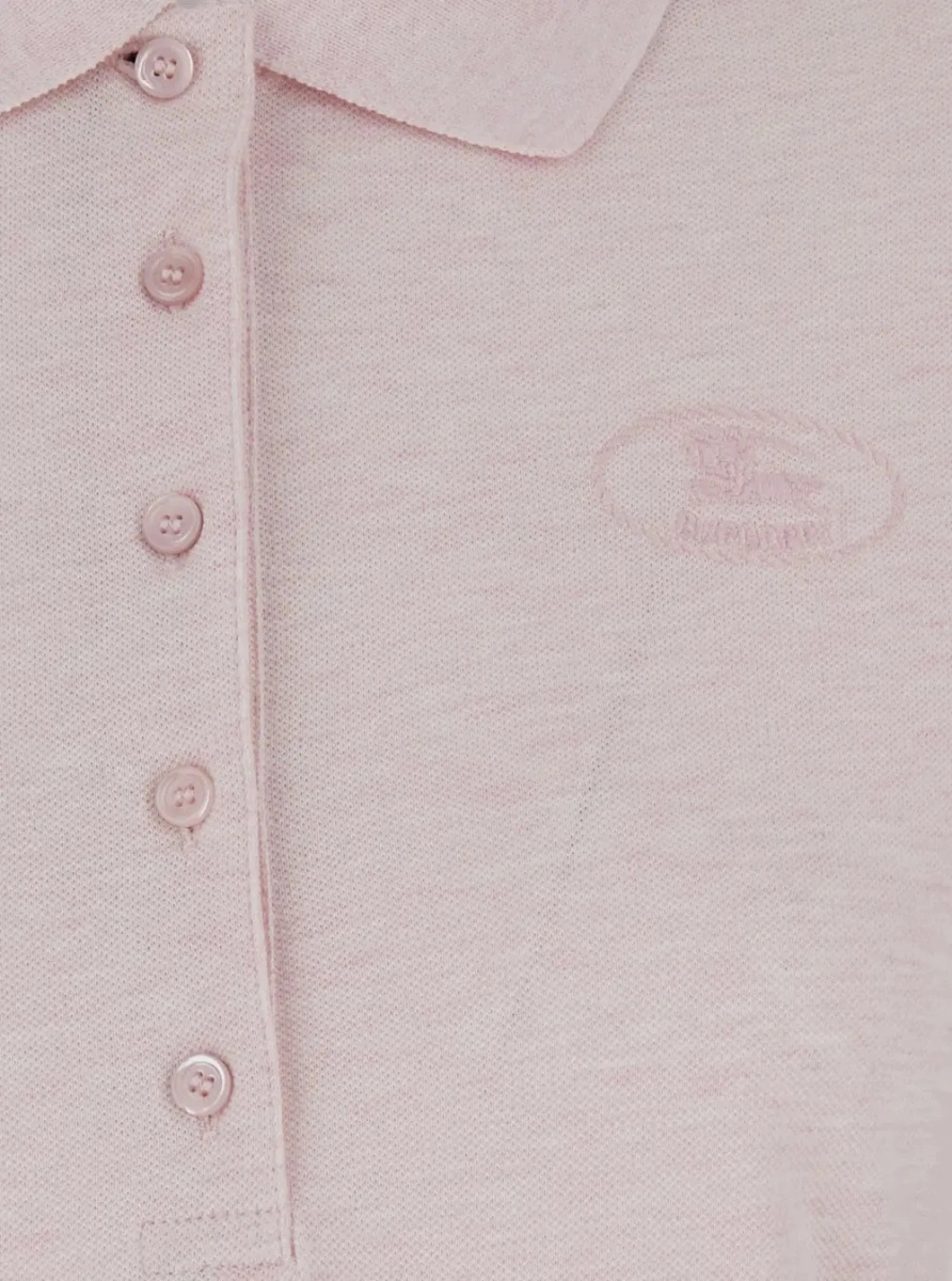 Tricou polo Burberry roz din bumbac - Img 3