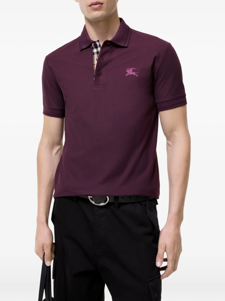 Tricou Polo Burberry violet din bumbac - Img 2