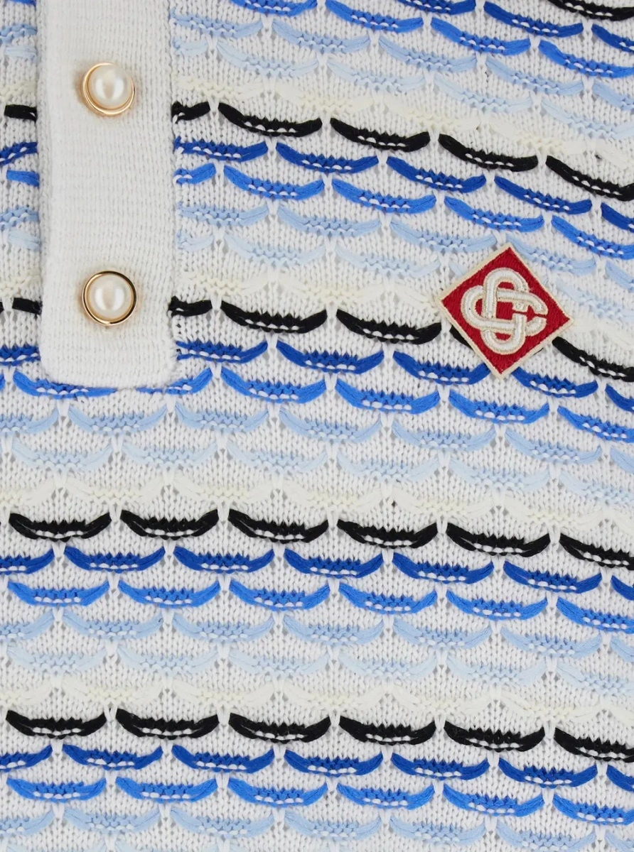 Tricou polo Casablanca albastru din bumbac - Img 3
