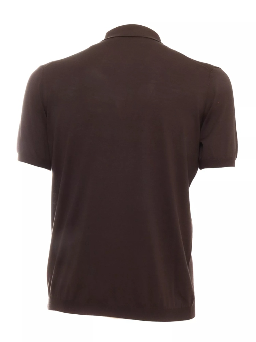 Tricou Polo Coffee cotton silk polo shirt. - Img 2