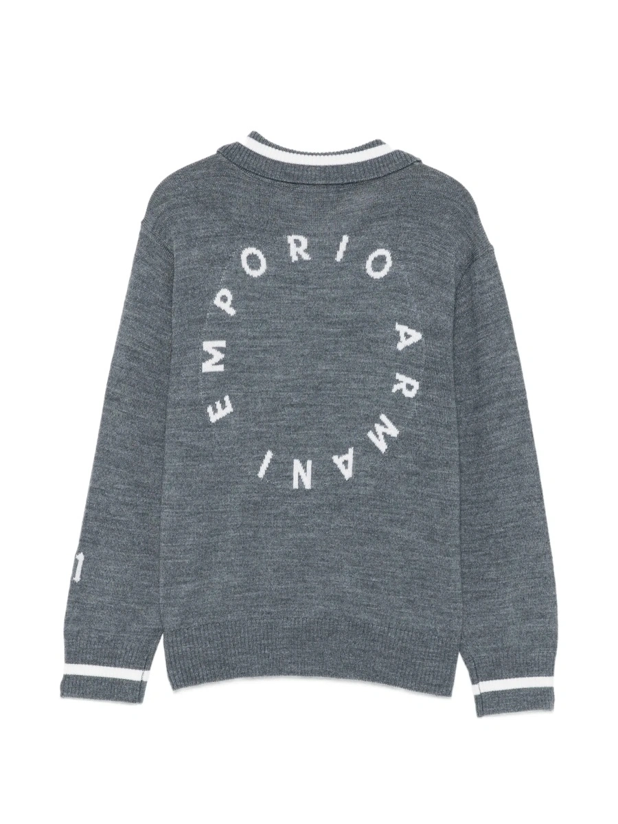 Tricou polo EMPORIO ARMANI KIDS gri din lana - Img 4