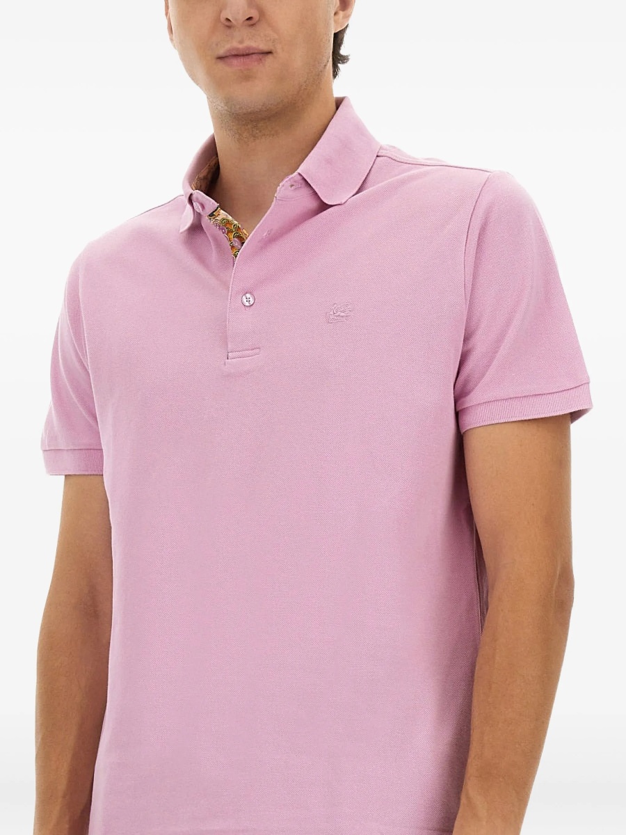 Tricou Polo ETRO roz din bumbac - Img 4