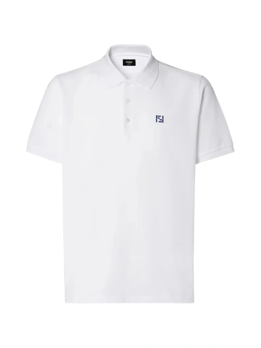 Tricou polo Fendi alb din bumbac - Img 6
