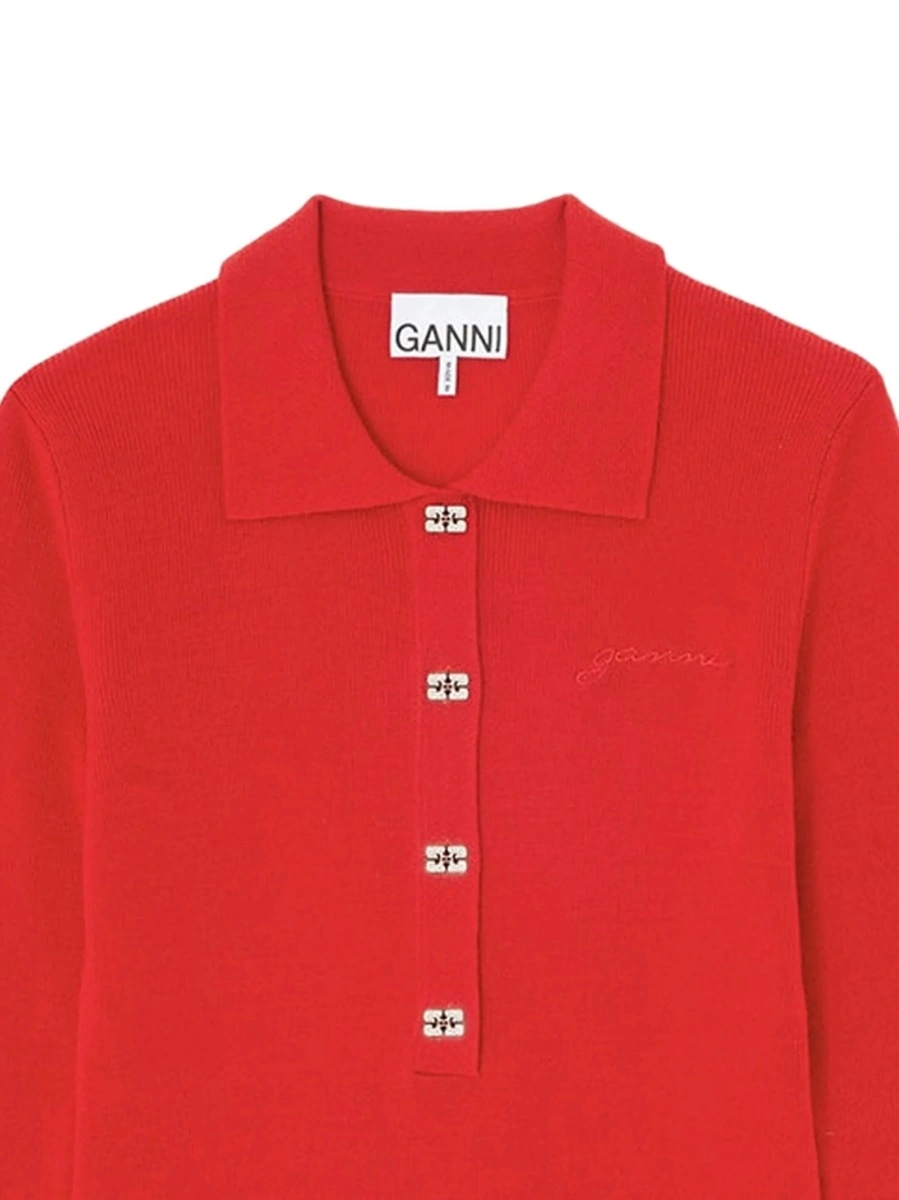 Tricou Polo Ganni rosu - Img 2