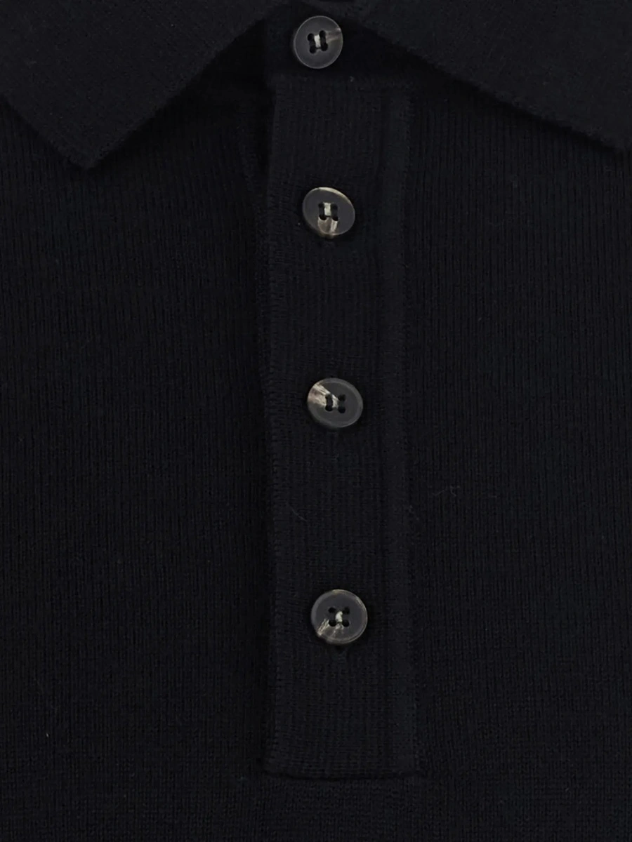 Tricou polo Kangra negru din lana merinos - Img 5