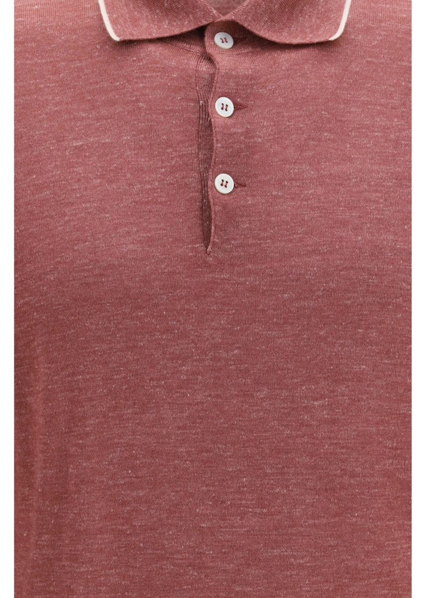 Tricou Polo Lightweight cashmere, silk and hemp knit Polo - Img 3