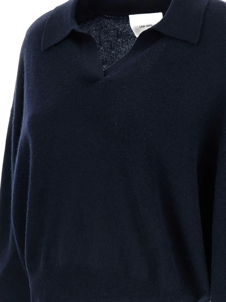 Tricou polo Lisa Yang albastru din casmir - Img 5