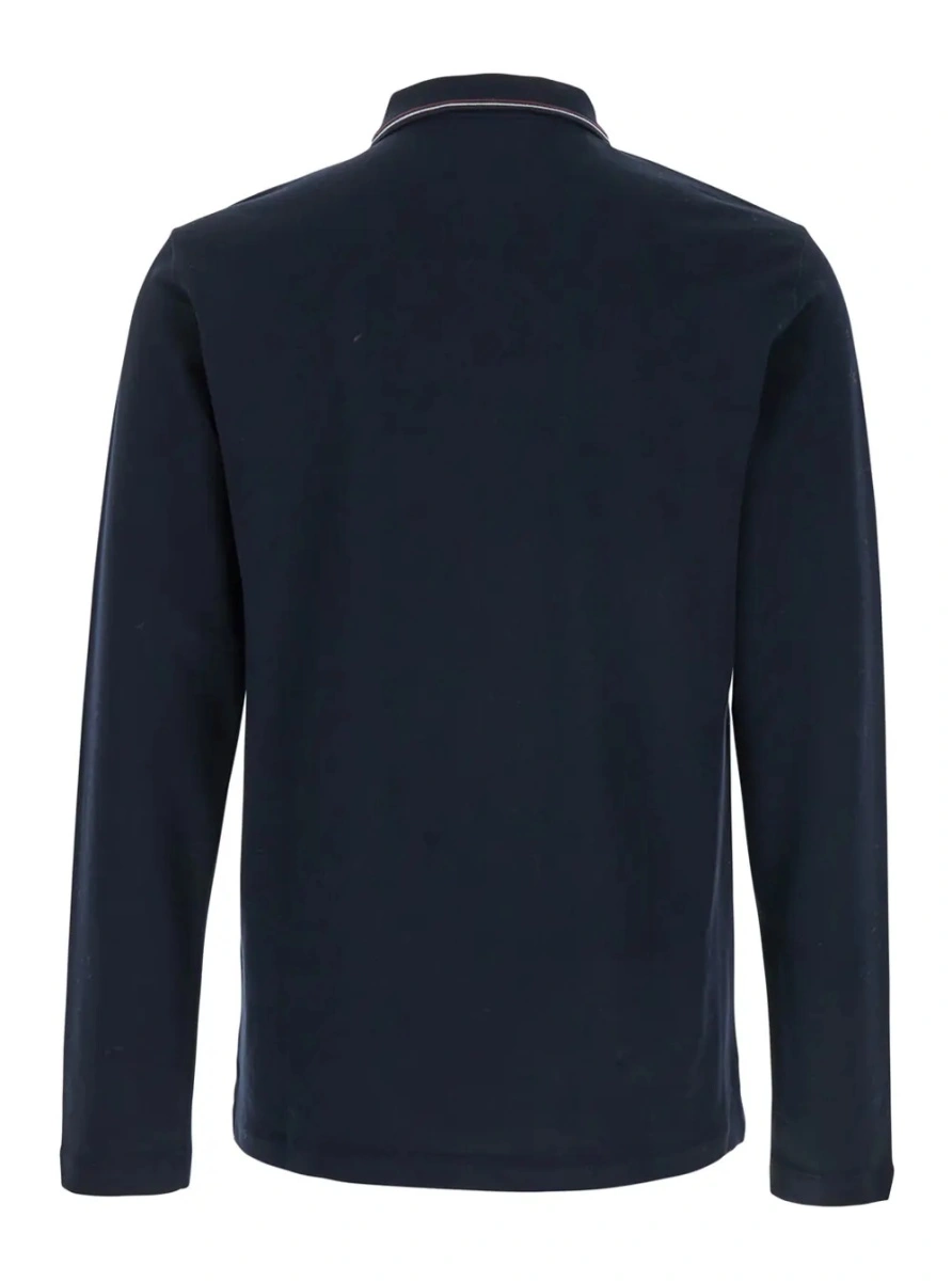Tricou Polo Long Sleeve Polo with Logo Embroidery in Stretch Cotton Blue Men - Img 2