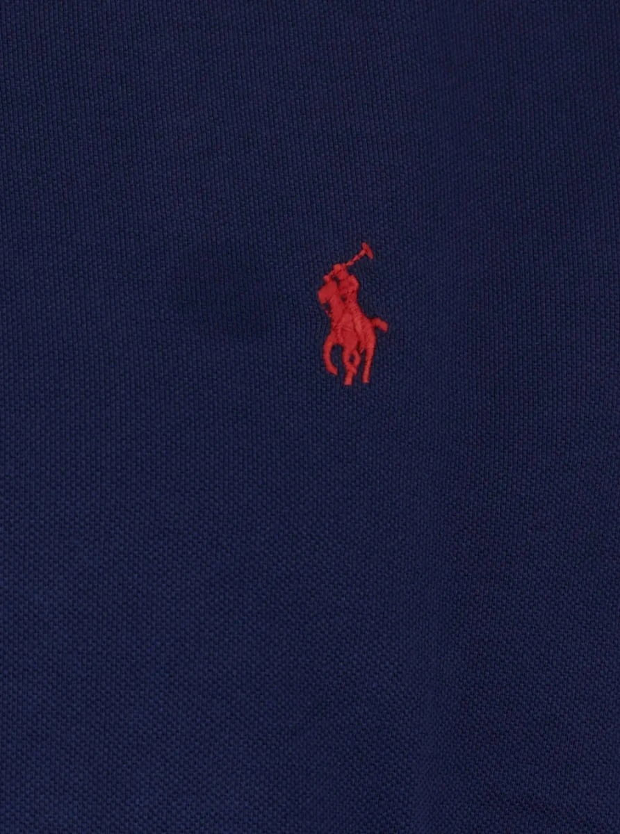 Tricou polo Ralph Lauren albastru din bumbac 'Slim Fit' - Img 3
