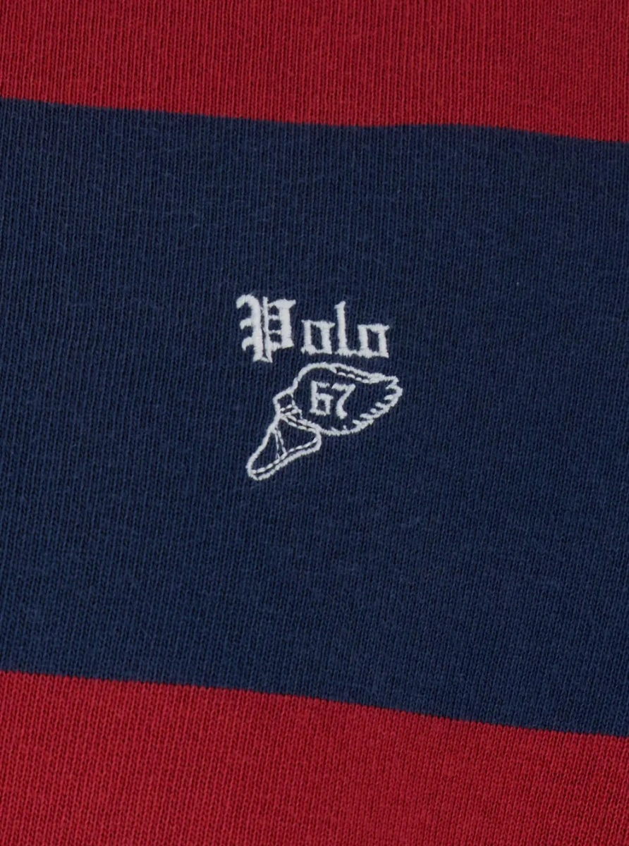 Tricou Polo "Rugby" Multicolor Polo Shirt with Logo Embroidery on the Front and All-Over Striped Motif in Cotton Man - Img 3