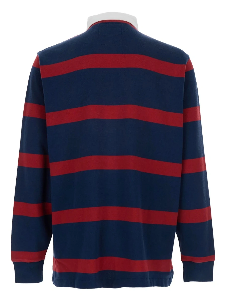Tricou Polo "Rugby" Multicolor Polo Shirt with Logo Embroidery on the Front and All-Over Striped Motif in Cotton Man - Img 4