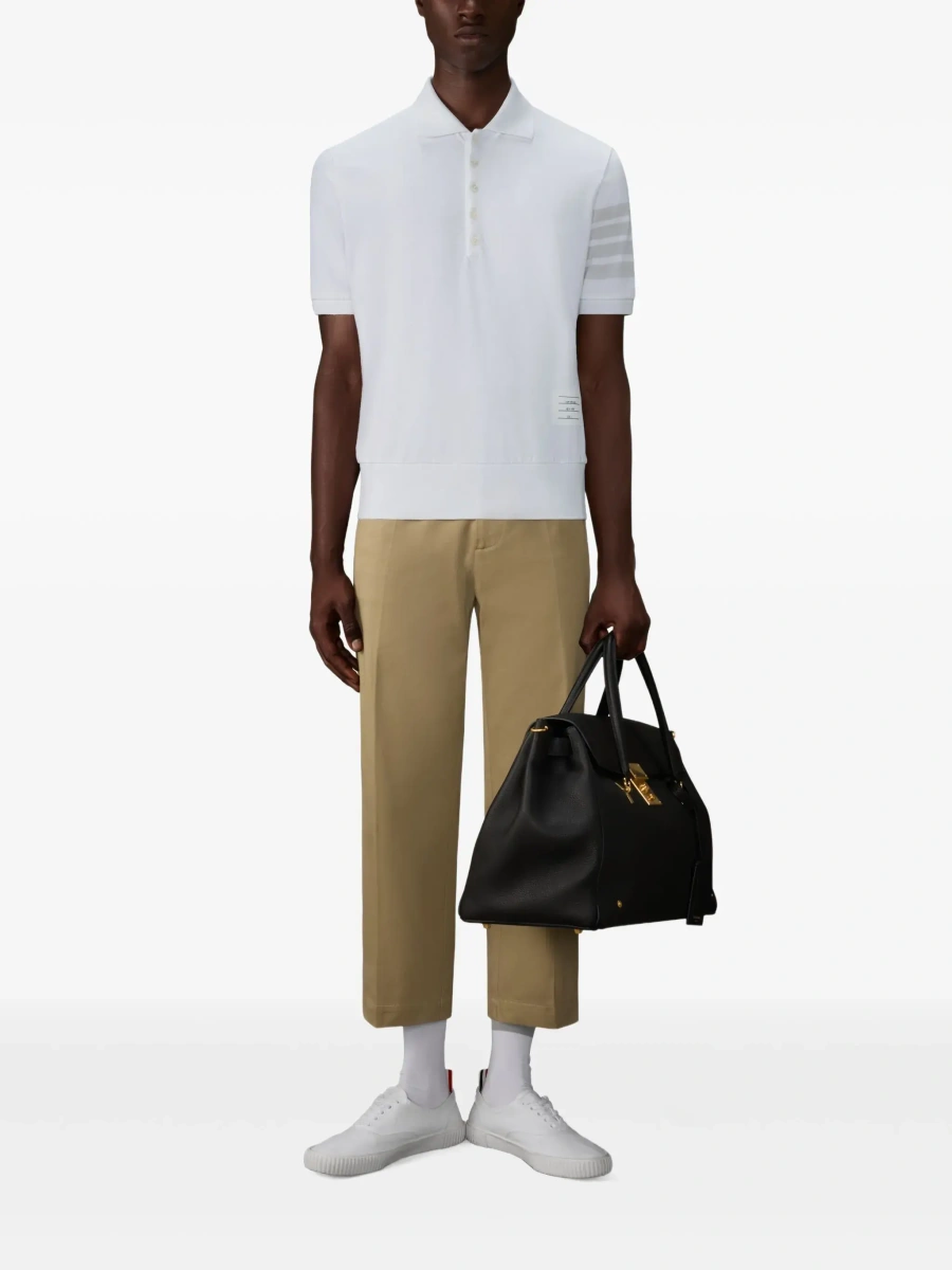 Tricou polo Thom Browne alb din bumbac - Img 4